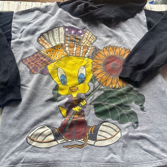 Sunflower Tweety Bird 1994 Hooded Sweatshirt Size Large Warner Brothers - Picture 1 of 10